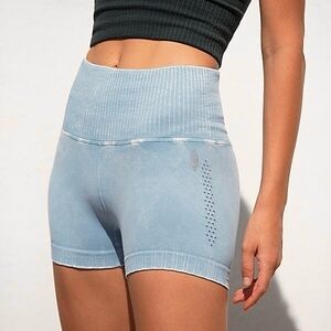 Free People Good Karma Running Shorts Blue